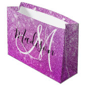 Meisjes en Glam Paars Glitter Sparkles Monogram Groot Cadeauzakje (Achterkant Gekanteld)