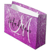 Meisjes en Glam Paars Glitter Sparkles Monogram Groot Cadeauzakje (Voorkant Gekanteld)