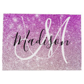 Meisjes en Glam Paars Glitter Sparkles Monogram Groot Cadeauzakje (Achterkant)