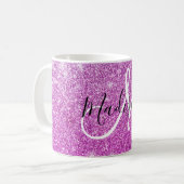 Meisjes en Glam Paars Glitter Sparkles Monogram Koffiemok (Voorkant links)