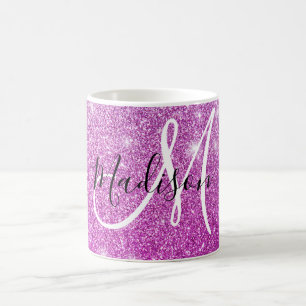 Meisjes en Glam Paars Glitter Sparkles Monogram Koffiemok