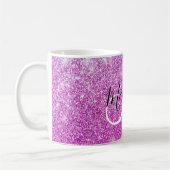 Meisjes en Glam Paars Glitter Sparkles Monogram Koffiemok (Links)