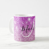 Meisjes en Glam Paars Glitter Sparkles Monogram Koffiemok (Voorkant links)