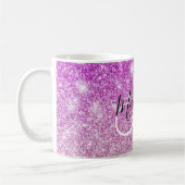 Meisjes en Glam Paars Glitter Sparkles Monogram Koffiemok (Links)