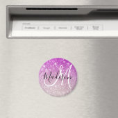 Meisjes en Glam Paars Glitter Sparkles Monogram Magneet (Insitu (Vaatwasser))