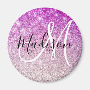 Meisjes en Glam Paars Glitter Sparkles Monogram Magneet