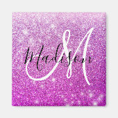 Meisjes en Glam Paars Glitter Sparkles Monogram Magneet (Voorkant)