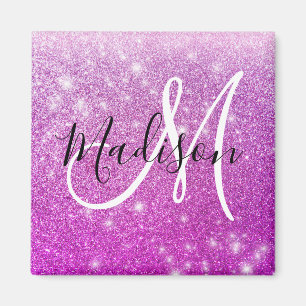 Meisjes en Glam Paars Glitter Sparkles Monogram Magneet