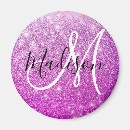 Meisjes en Glam Paars Glitter Sparkles Monogram Magneet (Voorkant)