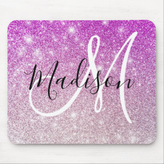Meisjes en Glam Paars Glitter Sparkles Monogram Muismat