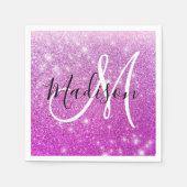 Meisjes en Glam Paars Glitter Sparkles Monogram Servet (Voorkant)