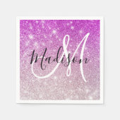 Meisjes en Glam Paars Glitter Sparkles Monogram Servet (Voorkant)