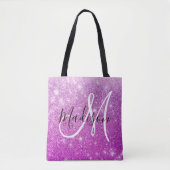 Meisjes en Glam Paars Glitter Sparkles Monogram Tote Bag (Voorkant)