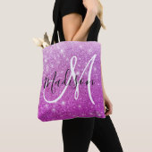 Meisjes en Glam Paars Glitter Sparkles Monogram Tote Bag (Dichtbij)