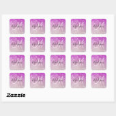 Meisjes en Glam Paars Glitter Sparkles Monogram Vierkante Sticker (Vel)