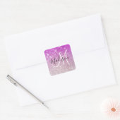 Meisjes en Glam Paars Glitter Sparkles Monogram Vierkante Sticker (Envelop)