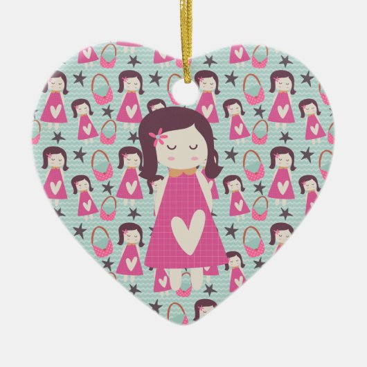 Meisjes en handtassen keramisch ornament (Voorkant)