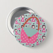Meisjes en handtassen ronde button 7,6 cm (Voorkant /achterkant)