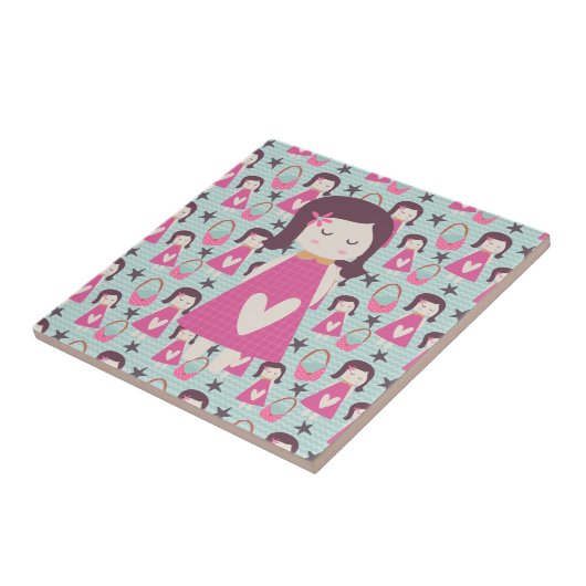 Meisjes en handtassen tegeltje (Zijkant)