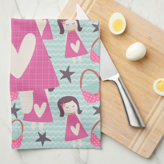 Meisjes en handtassen theedoek (Quarter Fold)