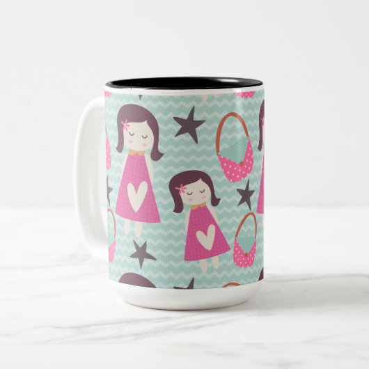 Meisjes en handtassen tweekleurige koffiemok (Voorkant links)