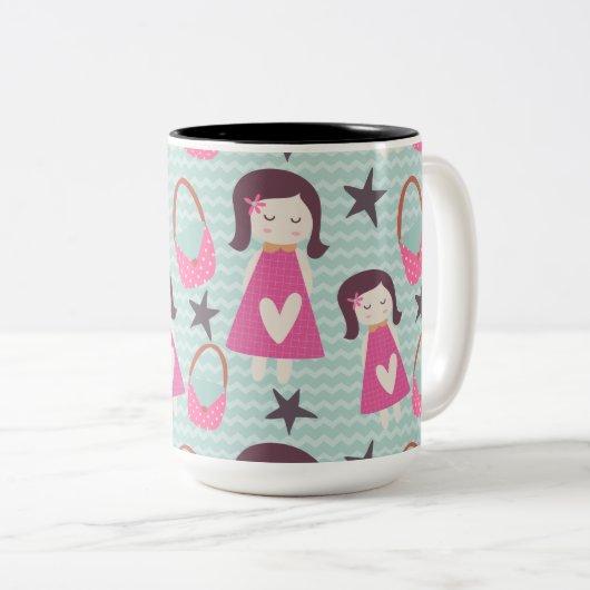 Meisjes en handtassen tweekleurige koffiemok (Voorkant rechts)