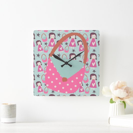 Meisjes en handtassen vierkante klok (Huis)