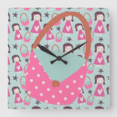 Meisjes en handtassen vierkante klok (Voorkant)