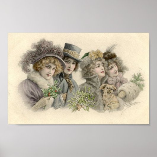  meisjes en honden-feestkaart poster (Voorkant)