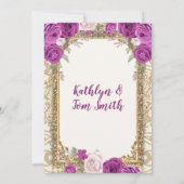 Meisjes en jongen Paars en gouden dag uitnodiging (Achterkant)