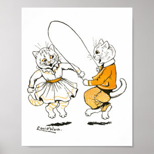 Meisjes en jongens, Louis Wain Poster