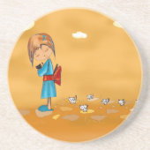 meisjes en katten zandsteen onderzetter (Voorkant)