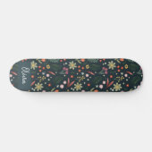 Meisjes en kool Modern Navy Blue Botanical Flowers Persoonlijk Skateboard (Horizontaal)