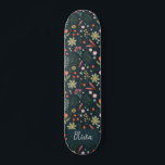 Meisjes en kool Modern Navy Blue Botanical Flowers Persoonlijk Skateboard<br><div class="desc">Dit moderne en coole kinder skateboardontwerp is voorzien van een tuinbloempatroon,  met een unieke botanische en bloemenafdrukken op een blauw marineschip,  en kan worden gepersonaliseerd met je meisjesnaam. Het perfecte cadeau voor een skateboardliefhebber.</div>