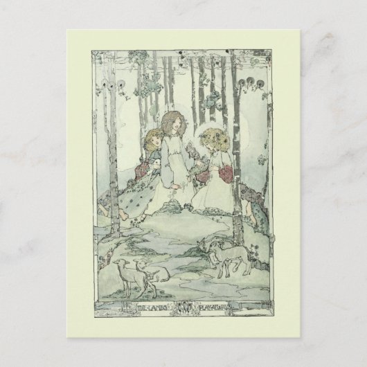 Meisjes en lammeren van Jessie Marion King Briefkaart (Voorkant)