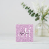 Meisjes en Lila Paars Glitter Sparkle Monogram Vierkante Visitekaartje (Staand voorkant)