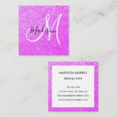 Meisjes en Lila Paars Glitter Sparkle Monogram Vierkante Visitekaartje (Voorkant / Achterkant)