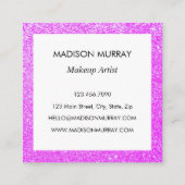 Meisjes en Lila Paars Glitter Sparkle Monogram Vierkante Visitekaartje (Achterkant)