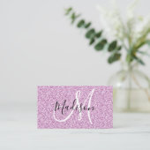 Meisjes en Lila Paars Glitter Sparkle Monogram Visitekaartje (Staand voorkant)