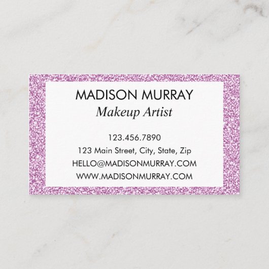 Meisjes en Lila Paars Glitter Sparkle Monogram Visitekaartje (Achterkant)