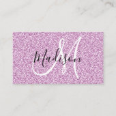 Meisjes en Lila Paars Glitter Sparkle Monogram Visitekaartje (Voorkant)