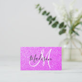 Meisjes en Lila Paars Glitter Sparkle Monogram Visitekaartje (Staand voorkant)