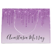 Meisjes en Paarse Glam Lila Glitter Drivers Naam Groot Cadeauzakje (Voorkant)