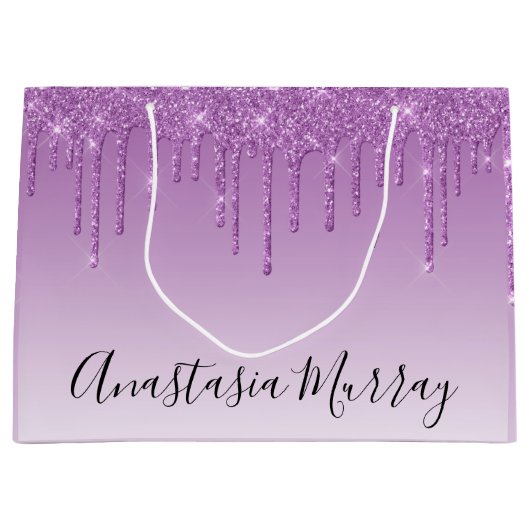 Meisjes en Paarse Glam Lila Glitter Drivers Naam Groot Cadeauzakje (Voorkant)