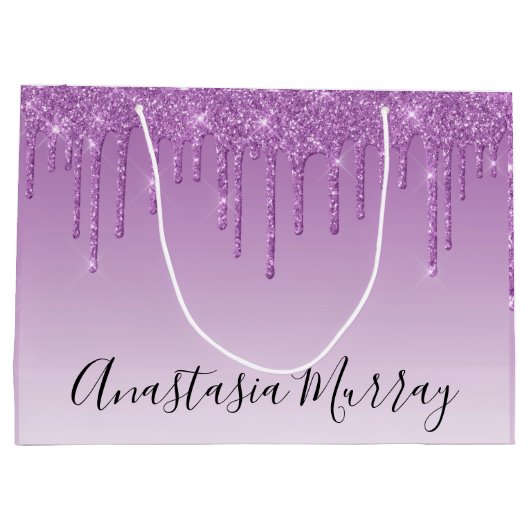 Meisjes en Paarse Glam Lila Glitter Drivers Naam Groot Cadeauzakje (Achterkant)