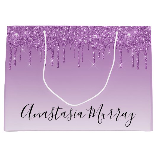 Meisjes en Paarse Glam Lila Glitter Drivers Naam Groot Cadeauzakje (Voorkant)