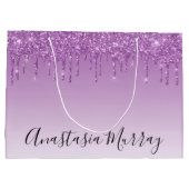 Meisjes en Paarse Glam Lila Glitter Drivers Naam Groot Cadeauzakje (Achterkant)