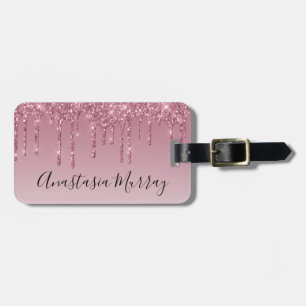 Meisjes en Paarse Glam Roos Gold Glitter Drivers N Bagagelabel