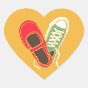 Meisjes en Sneakers Heart Wedding Geel Hart Sticker