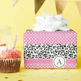 Meisjes en stippen drukken monogram af cadeaupapier